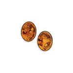 Amber Sterling Silver Small Oval Honey Amber Earrings