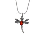 Amber SS Dragonfly & Amber Necklace