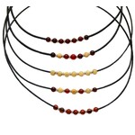 Amber Leather Corded Multi Amber Necklace