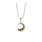 Amber Sterling Silver Small Quarter Moon Pendant