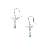 Amber Sterling Silver Turquoise Bee Dangle Earrings