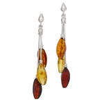 Amber Sterling Silver Multi String Amber Earrings