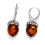 Amber Sterling Silver Amber Acorn Earrings