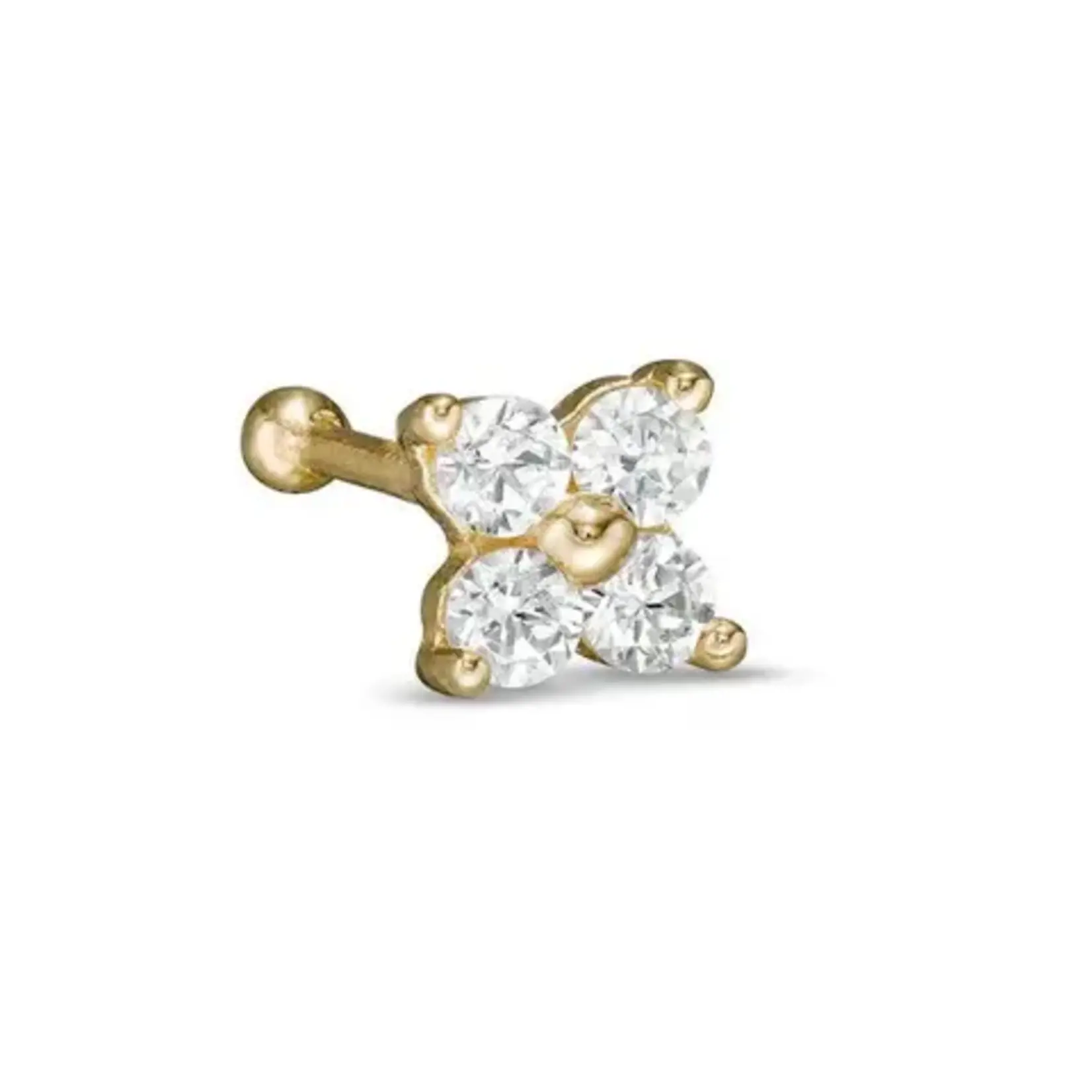 JTS Inc 14K Pin CZ Flower Nose Ring