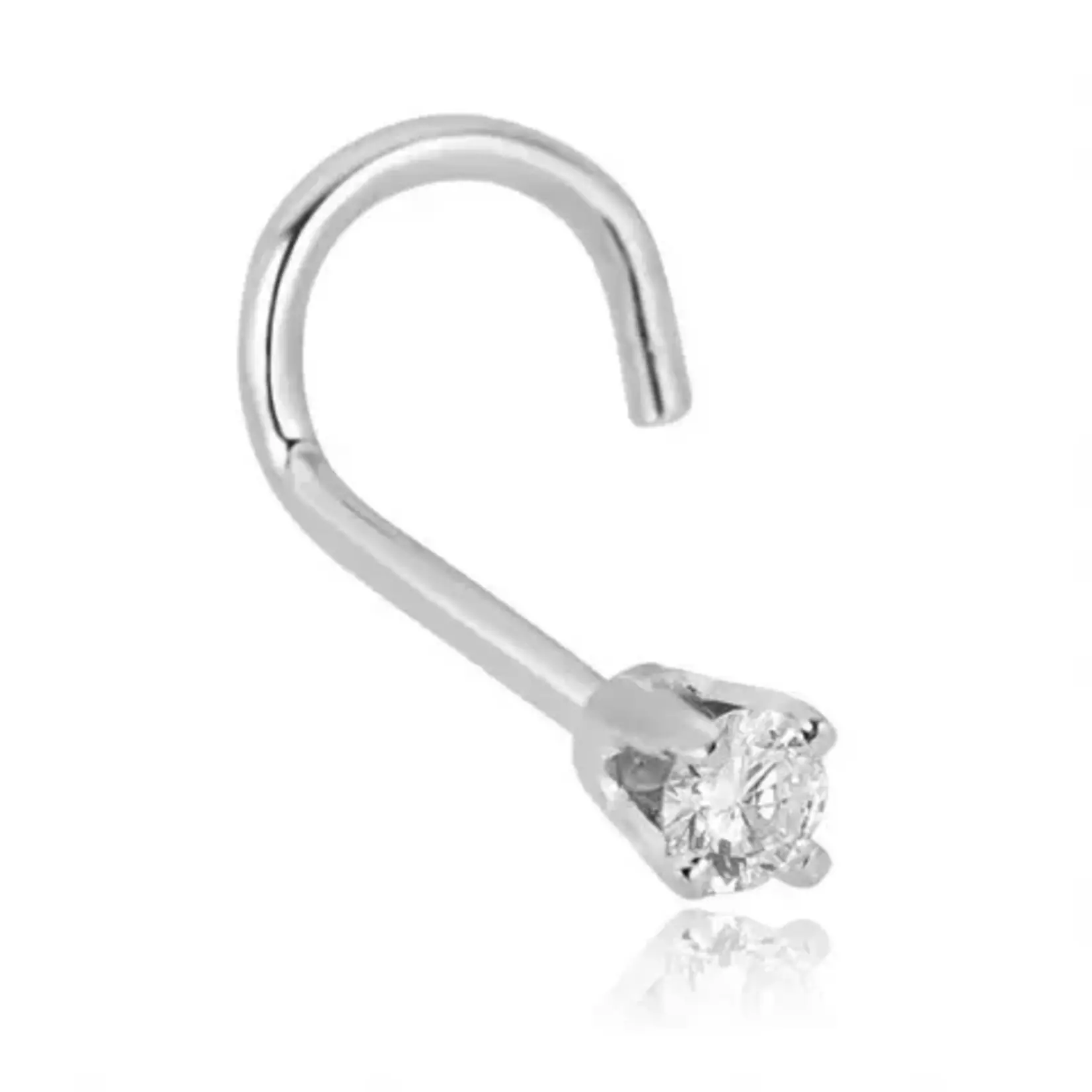 JTS Inc 14k WG Curve CZ Nose Ring
