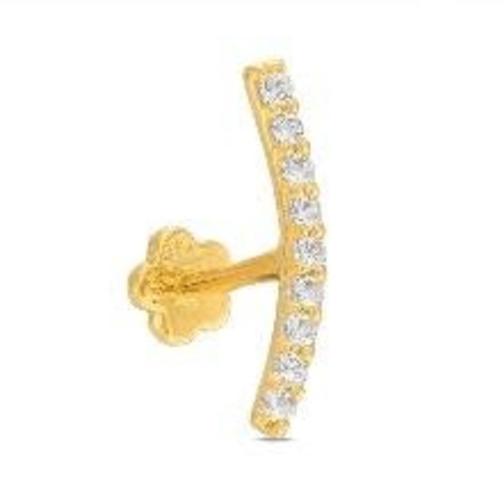 JTS Inc 14K Curved Bar w/CZ Cartilage Earring