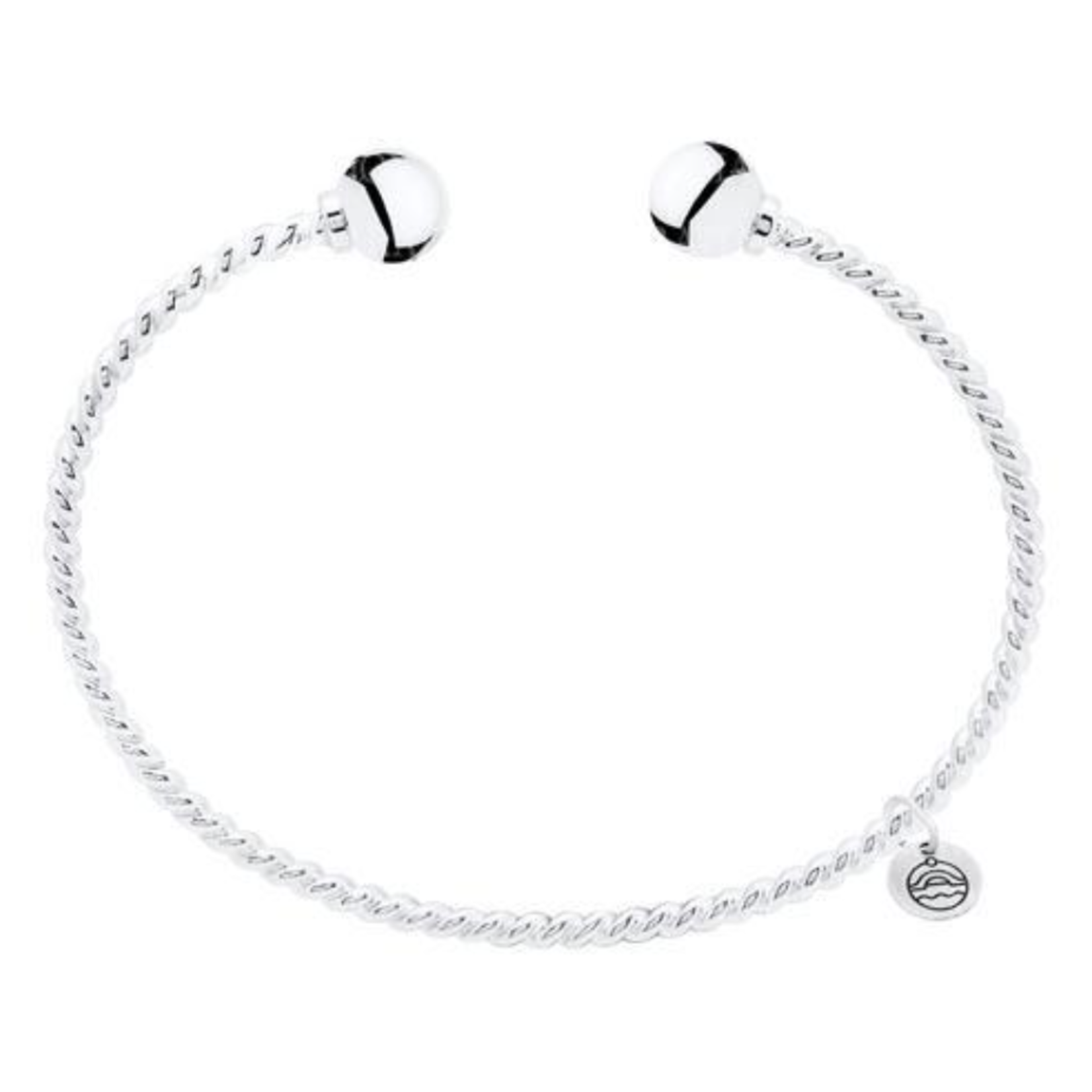 Cape Cod Sterling Silver Twist Wire Cuff 2 Bead Bracelet 6.5 inch