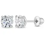 In Season SS CZ Modern Prong Solitaire Earrings