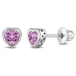 In Season SS CZ Birthstone Heart Earrings Oct