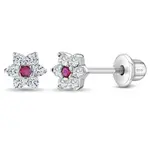 In Season SS Clear and Pink CZ Cluster Flower Earrings