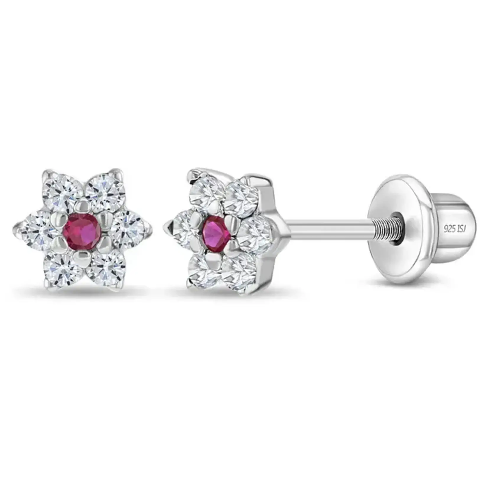 In Season SS Clear and Pink CZ Cluster Flower Earrings