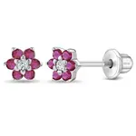 In Season SS Clear & Fuchsia CZ Cluster Earrings