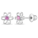 In Season SS Pink CZ Spring Flower Earrings