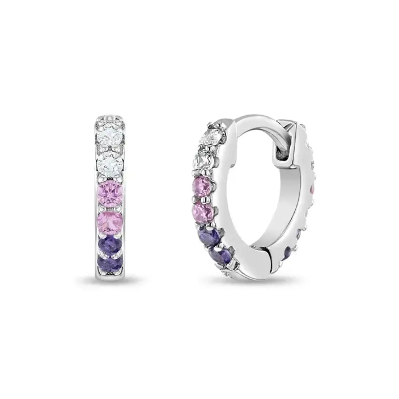 In Season SS Purple CZ Double Sided Prong CZ 8mm Huggies