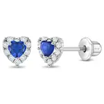 In Season SS Princess Heart Blue CZ Earrings