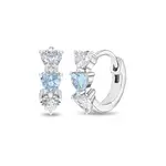 In Season SS Blue CZ Cascading Heart Hoop 7mm Huggies