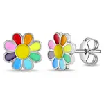 In Season SS Rainbow Daisy Earrings Enamel