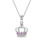 In Season SS Pink CZ Queen for a Day Crown Necklace