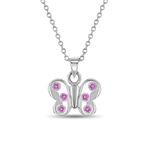 In Season SS Pink CZ Fluttering Butterfly Necklace