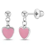 In Season SS Lovely Heart Dangle Earrings Pink Enamel