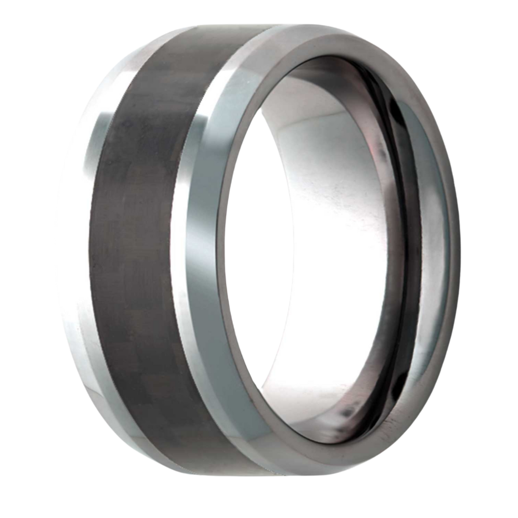 Heavy Stone 8mm Tungsten with Carbon Fiber Inlay Ring 10