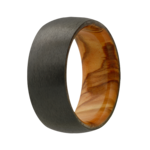 Heavy Stone 7mm Zirconium with Olive Wood Sleeve Ring 10