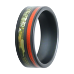 Heavy Stone 8mm Ceramic with Pine Camo and Orange Fishing Line Ring 10
