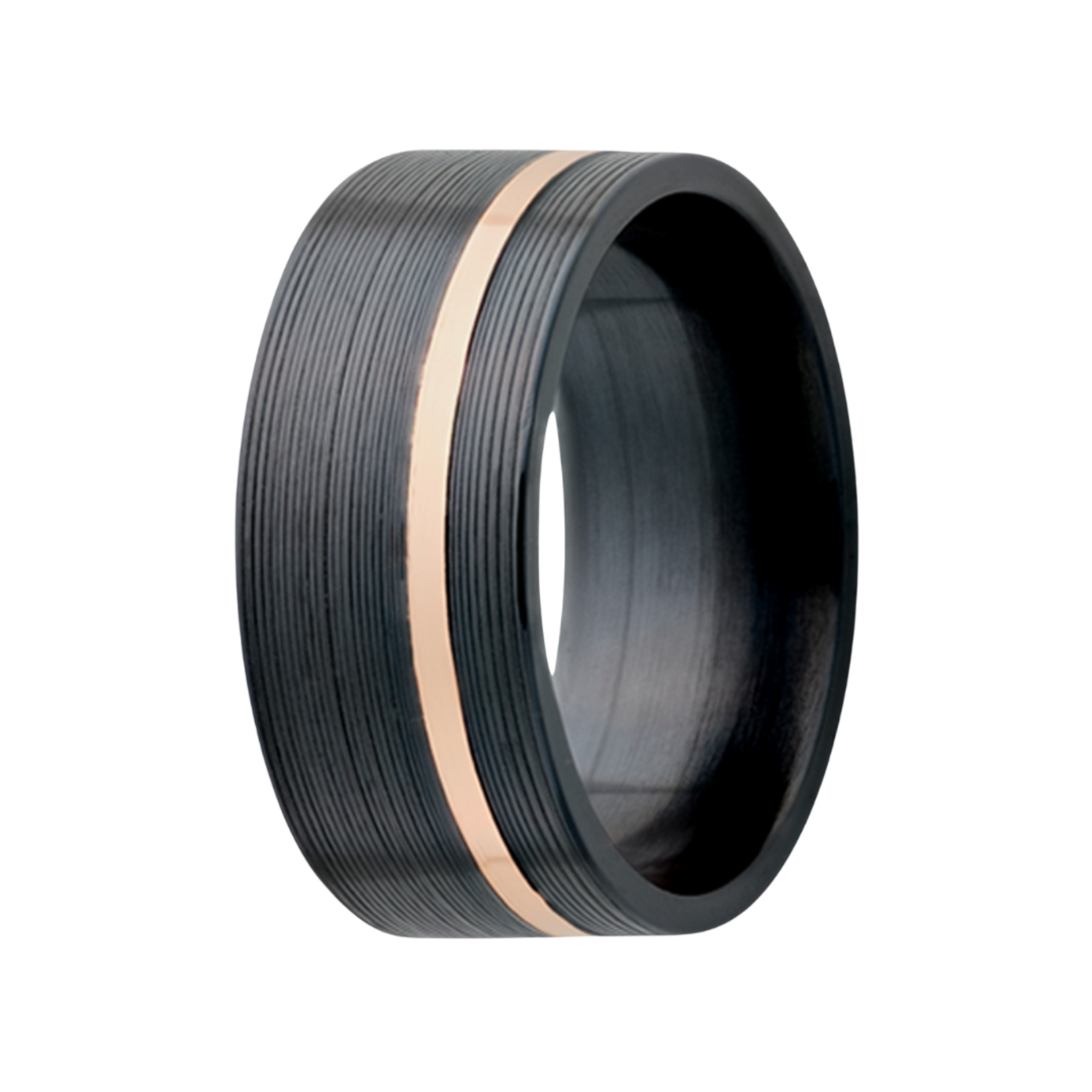 Heavy Stone 7mm Zirconium with 14K RG Offset Inlay Ring 10