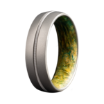 Heavy Stone 7mm Cobalt with Silver Guitar String and Green Burl Wood Ring 10