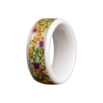 Heavy Stone 8mm White Ceramic Flower, Moss, and Gold Leaf Ring 10