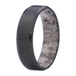 Heavy Stone 7mm Zirconium with Elk Antler Sleeve Ring 10