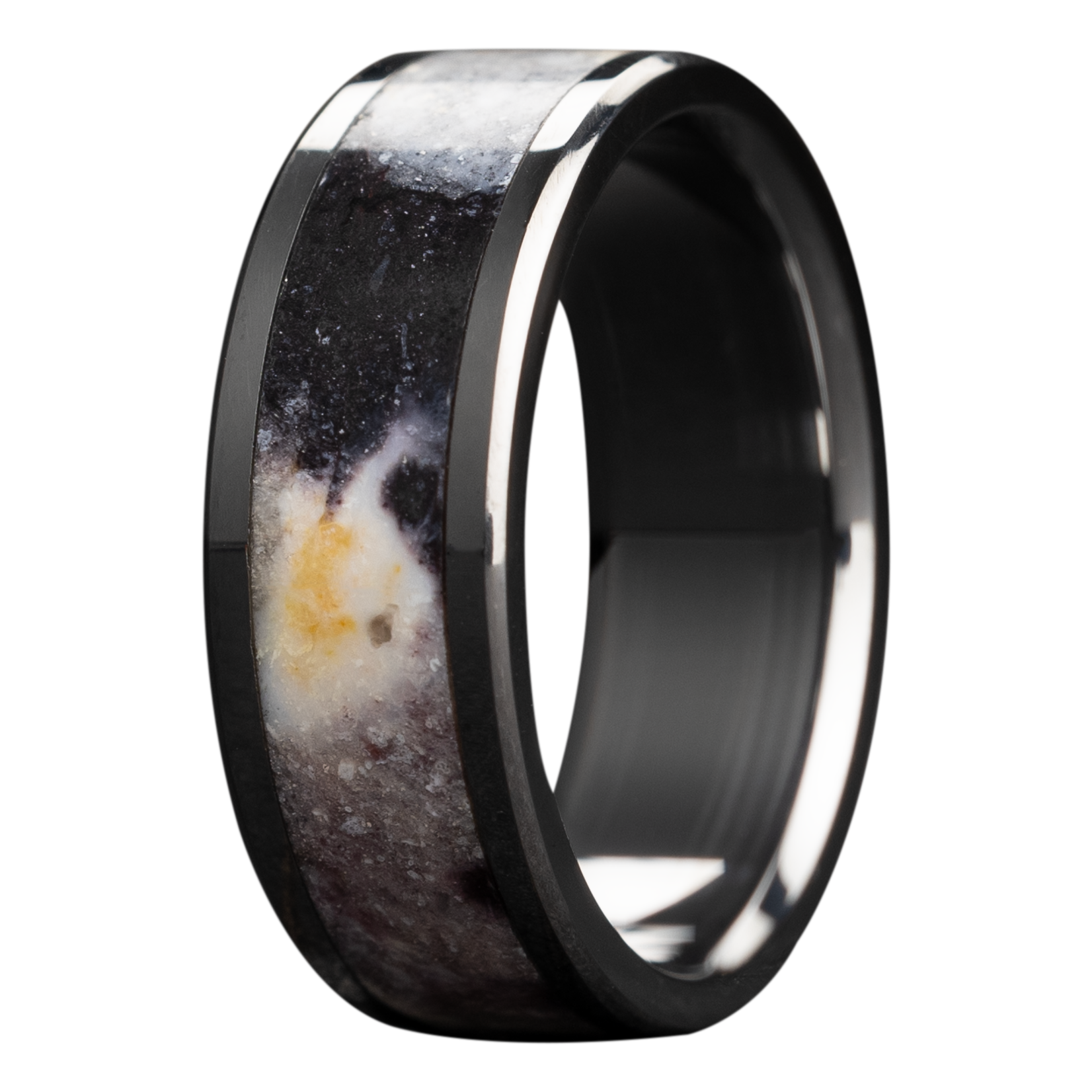 Heavy Stone 8mm Tungsten with Indian Blanket Jasper Inlay Ring 10