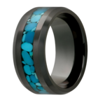 Heavy Stone 8mm Black Ceramic with Blue Turquoise Inlay Ring 10