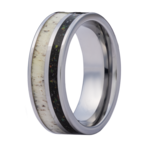 Heavy Stone 8mm Tungsten with Elk Antler and Opal Ring 10