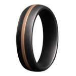 Heavy Stone 6mm Matte Black Ceramic with 18K RG Stripe Ring 10