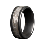 Heavy Stone 8mm Zirconium Flat Polishedw/4mm Meteorite Inlay Ring 10