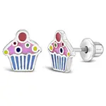 In Season SS Pink Cherry on Top Cupcake Earrings Enamel