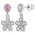 In Season SS Groovy CZ Flower Dangle Earrings