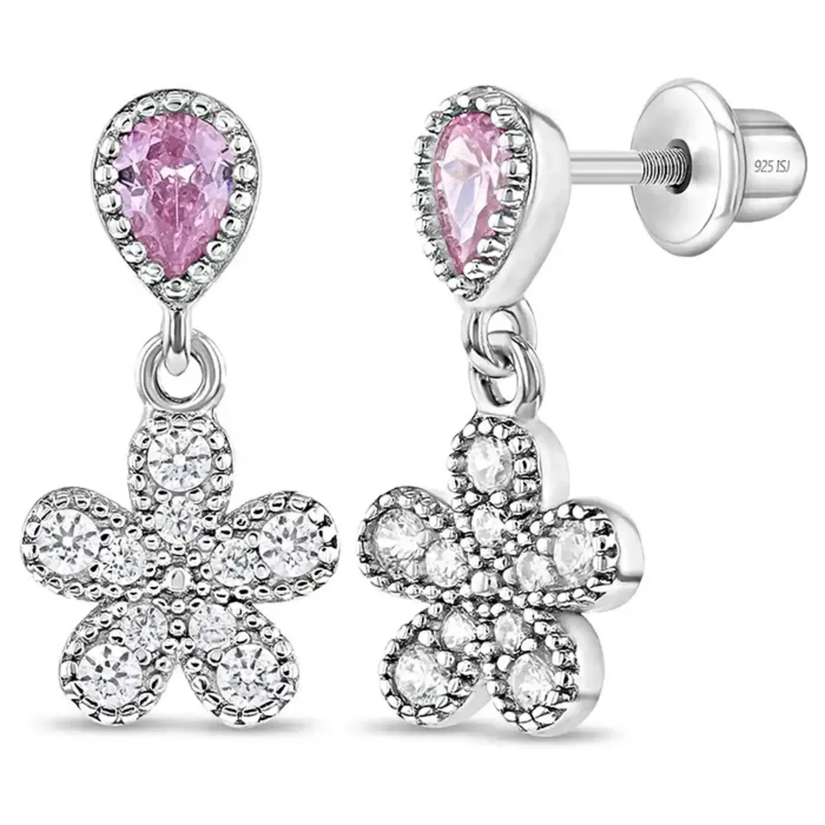 In Season SS Groovy CZ Flower Dangle Earrings