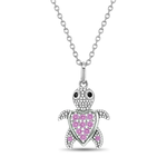 In Season SS Pink CZ Adorable Turtle Necklace