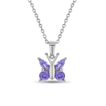In Season SS Purple CZ Butterfly Necklace