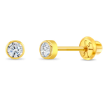 In Season 14k Gold Tiny Bezel Birthstone CZ Earrings Apr