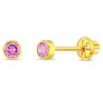 In Season 14k Gold Tiny Bezel Birthstone CZ Earrings Oct