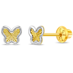 In Season 14k White & Yellow Gold Diamond Cut Butterfly Earrings