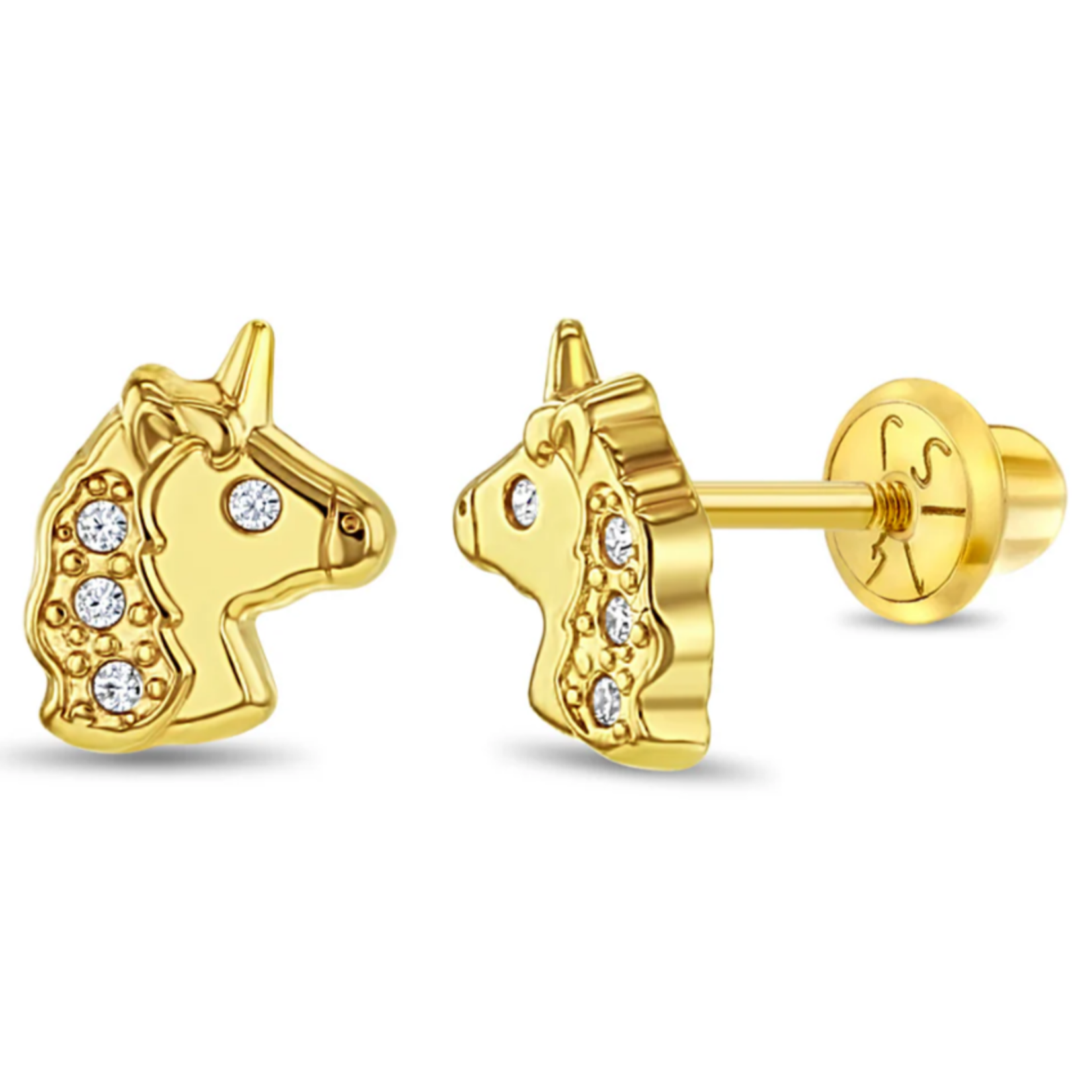 In Season 14k Gold Glimmering Unicorn CZ Earrings