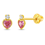 In Season 14k Gold Royal Heart Pink CZ Earrings