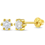 In Season 14k Gold 6 Prong CZ Solitaire Earrings
