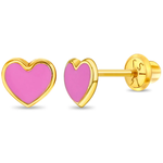 In Season 14k Gold Pink Enamel Heart Earrings