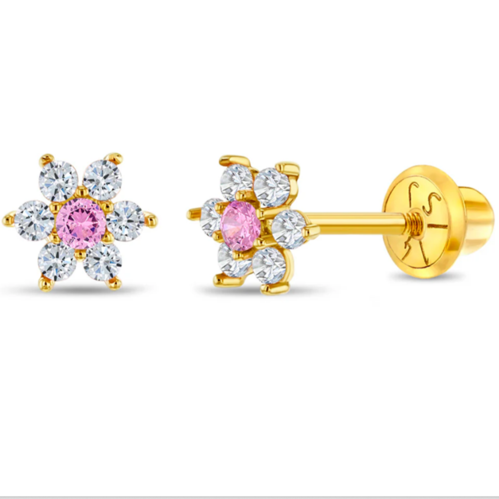In Season 14k Gold Pink CZ Flower Earrings