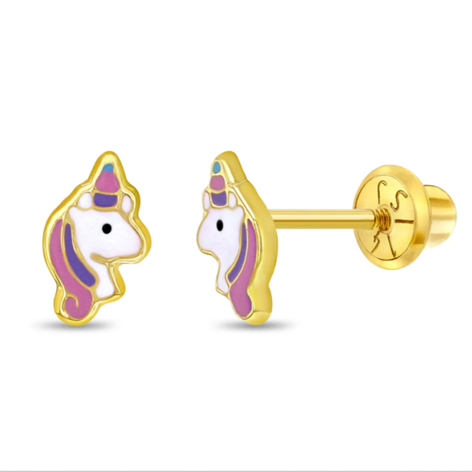In Season 14k Gold Enamel Pastel Unicorn Earrings
